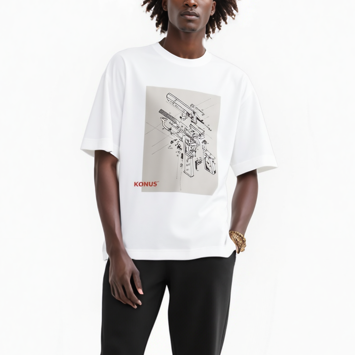 Konus Men's Short Sleeve Graphic Tee in White