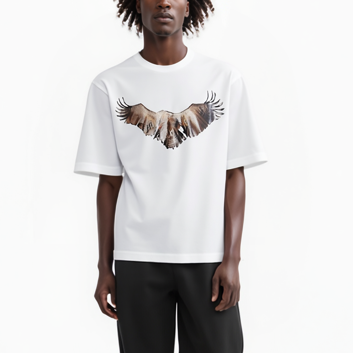 Konus Men's Oversized Vulture Graphic Tee in White