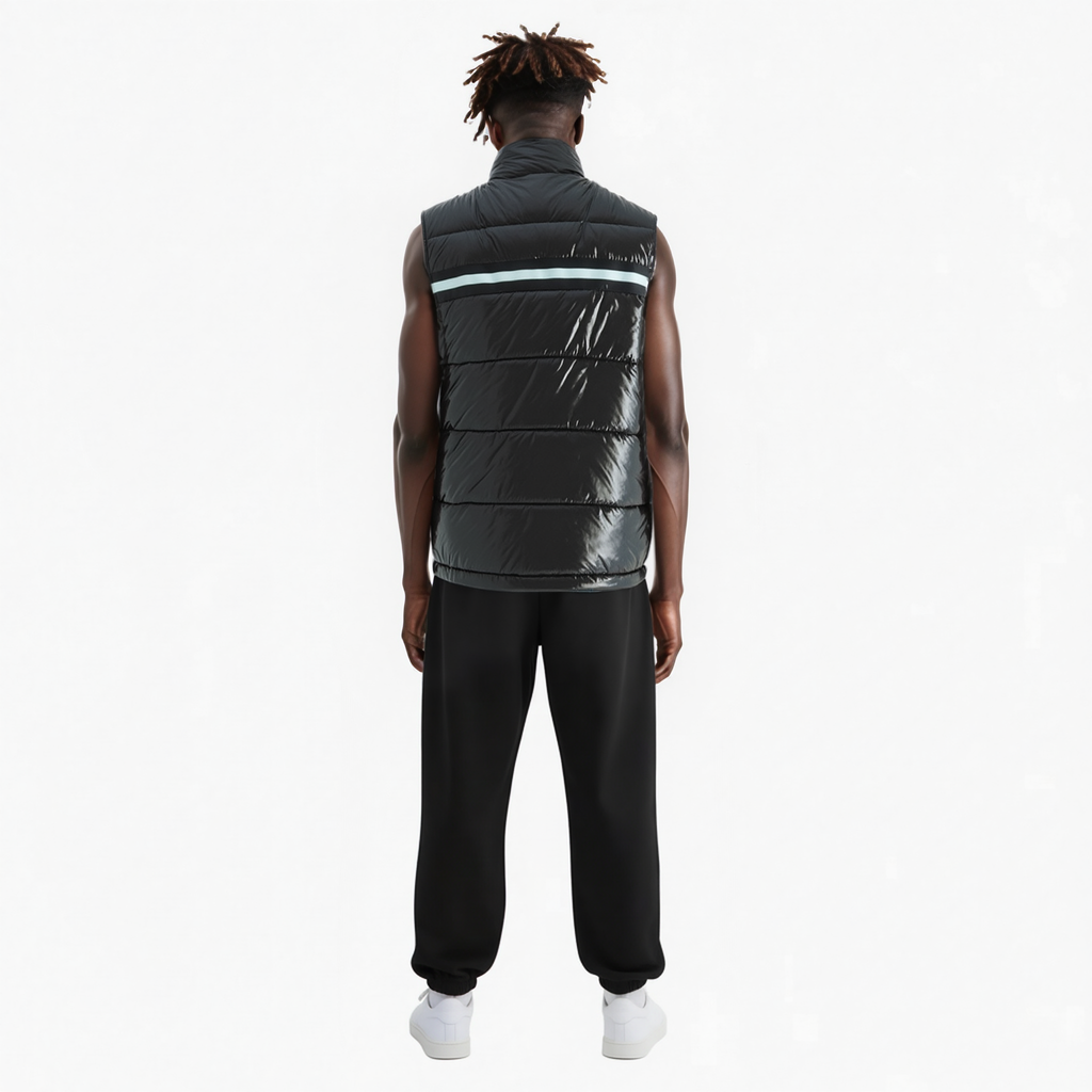 Men's Zip-Up Puffer Vest in Black - Konus Brand
