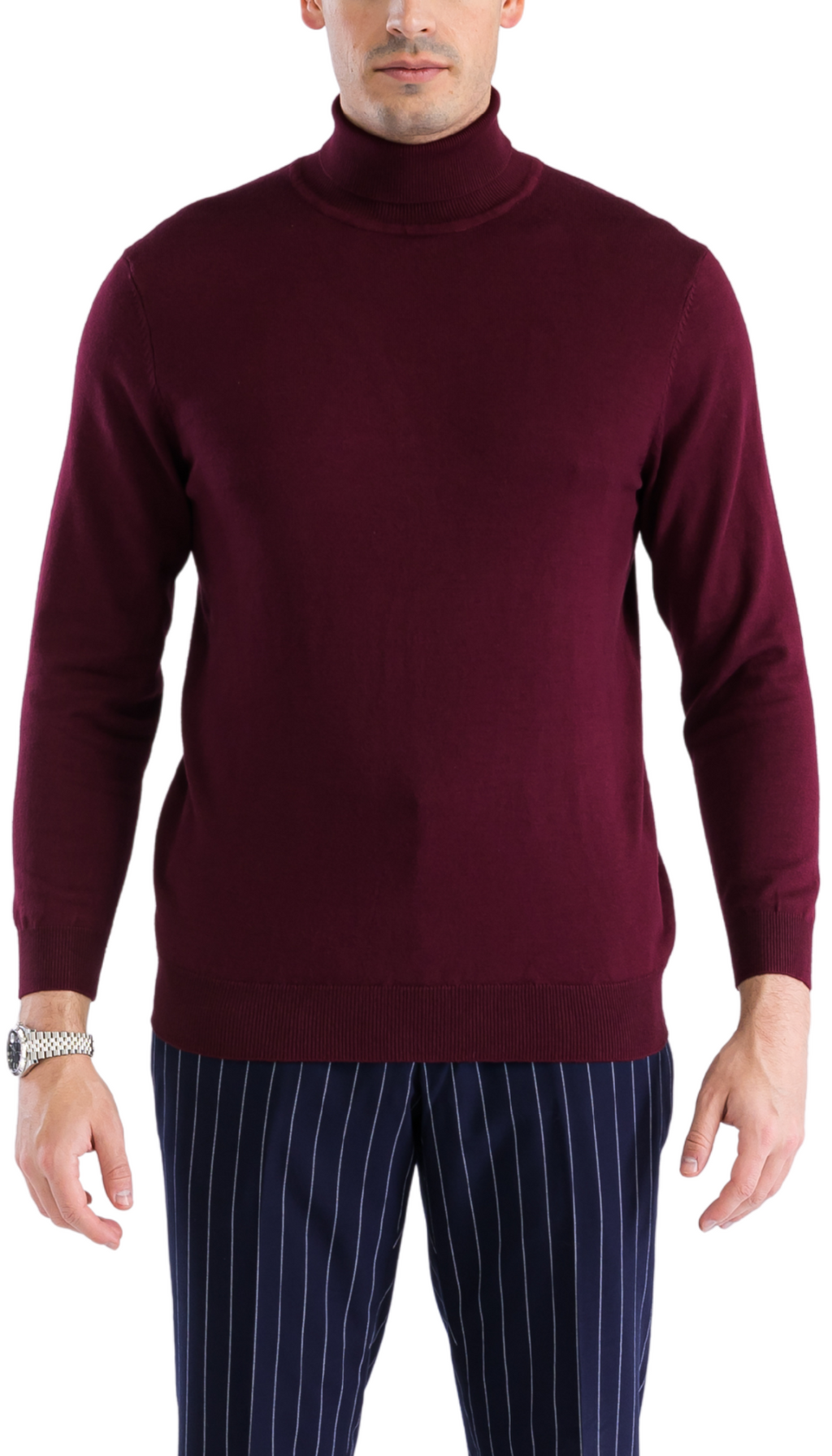Mens Burgundy Pullover Turtleneck Sweater