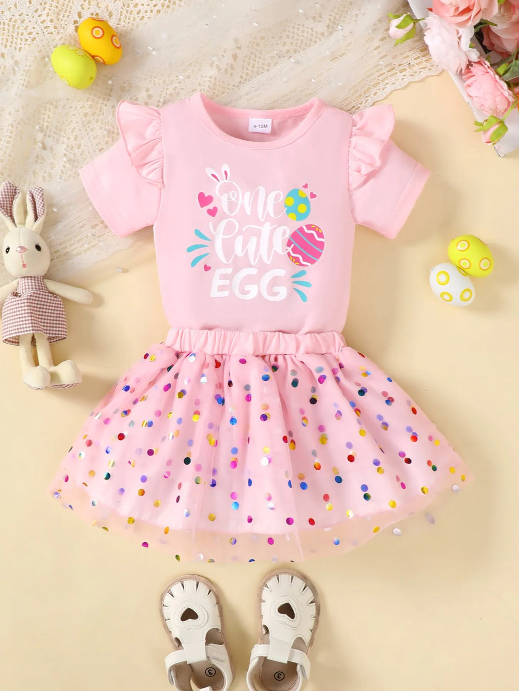Children's Ruffled Graphic Bodysuit and Skirt Set
