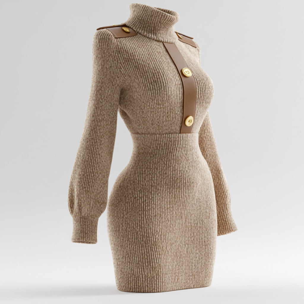 Women's Turtleneck Long-sleeve Knit Dress