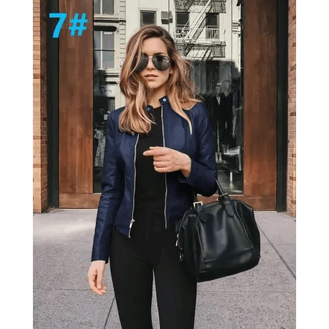 Women's PU Leather Long-Sleeve Jacket