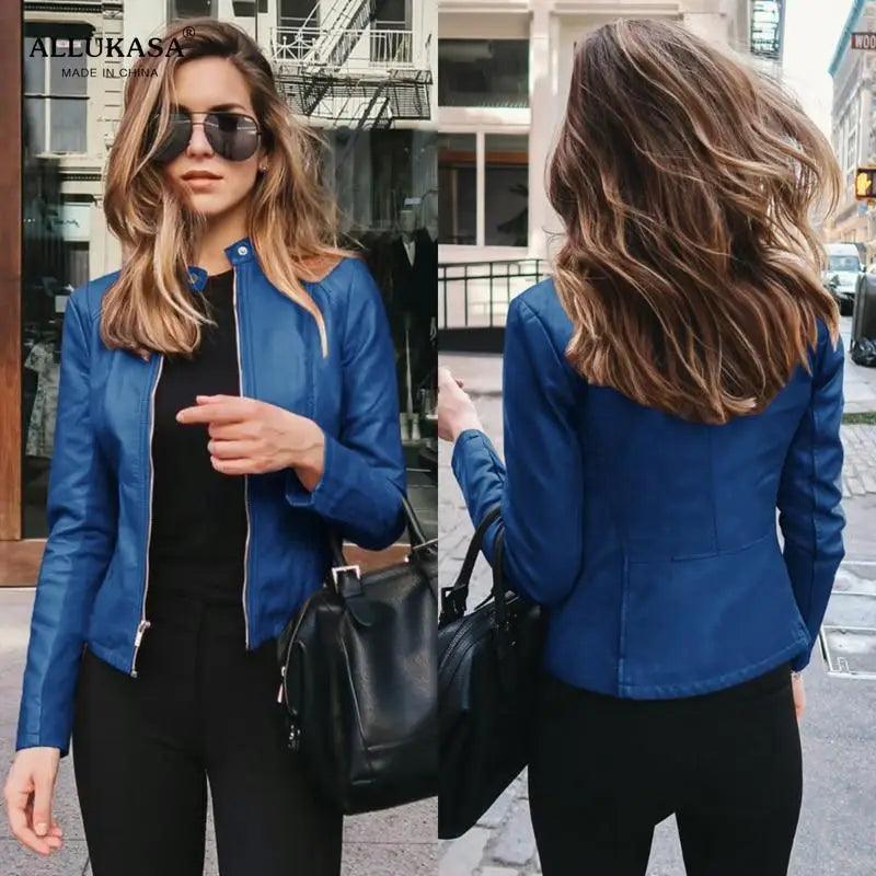 Women's PU Leather Long-Sleeve Jacket