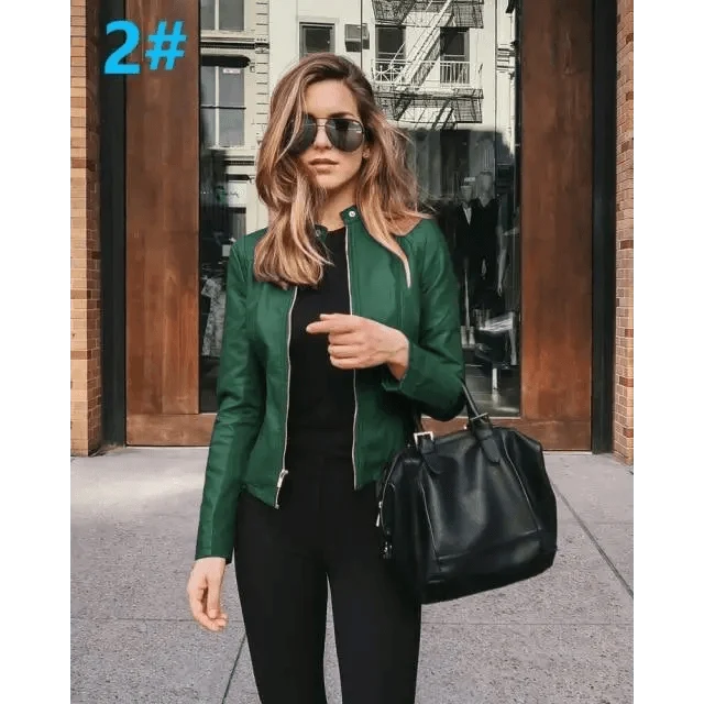 Women's PU Leather Long-Sleeve Jacket
