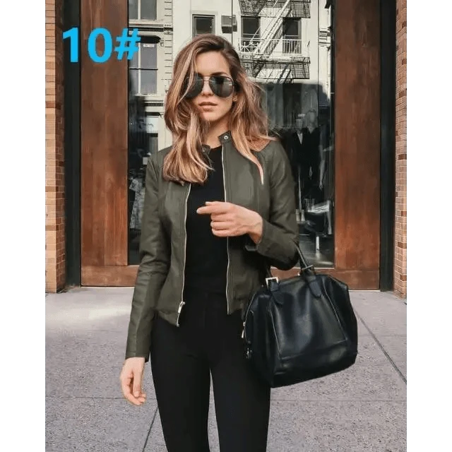 Women's PU Leather Long-Sleeve Jacket