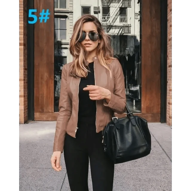 Women's PU Leather Long-Sleeve Jacket