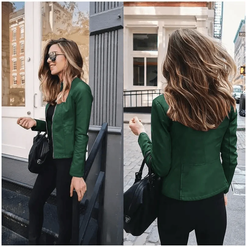 Women's PU Leather Long-Sleeve Jacket