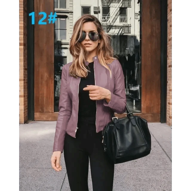 Women's PU Leather Long-Sleeve Jacket