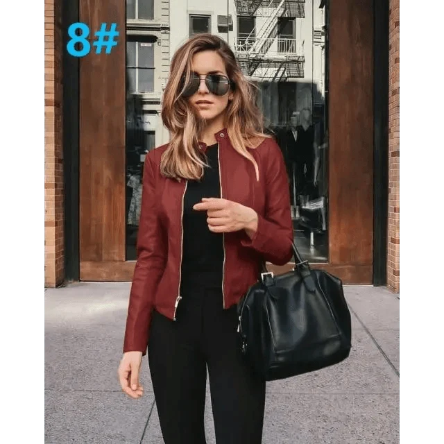 Women's PU Leather Long-Sleeve Jacket