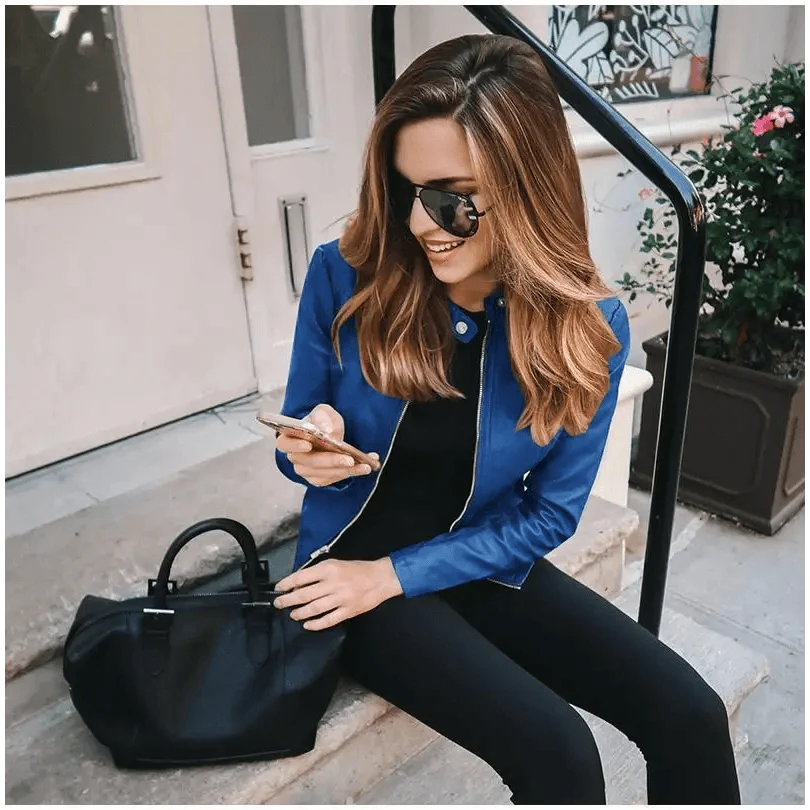 Women's PU Leather Long-Sleeve Jacket