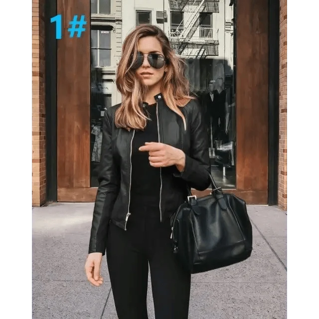 Women's PU Leather Long-Sleeve Jacket
