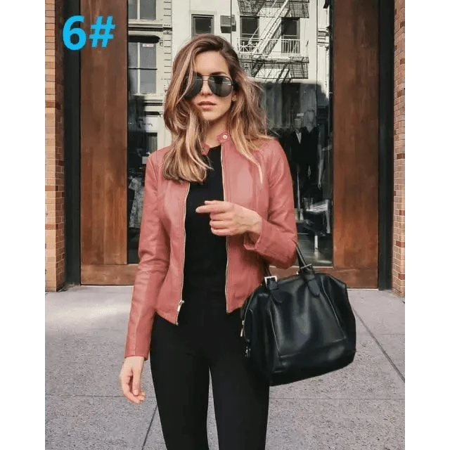 Women's PU Leather Long-Sleeve Jacket