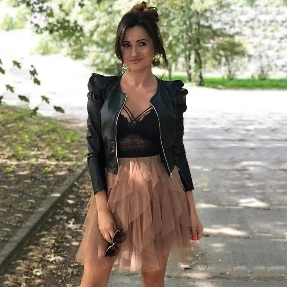 Women's PU Leather Long-Sleeve Jacket