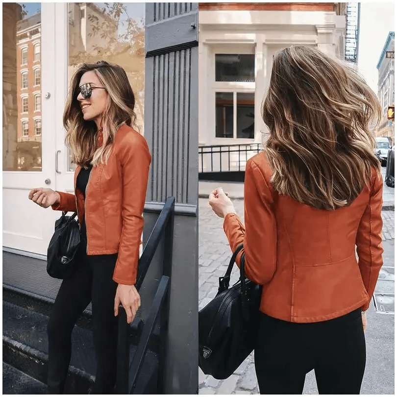 Women's PU Leather Long-Sleeve Jacket