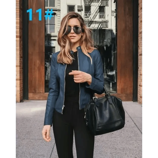 Women's PU Leather Long-Sleeve Jacket