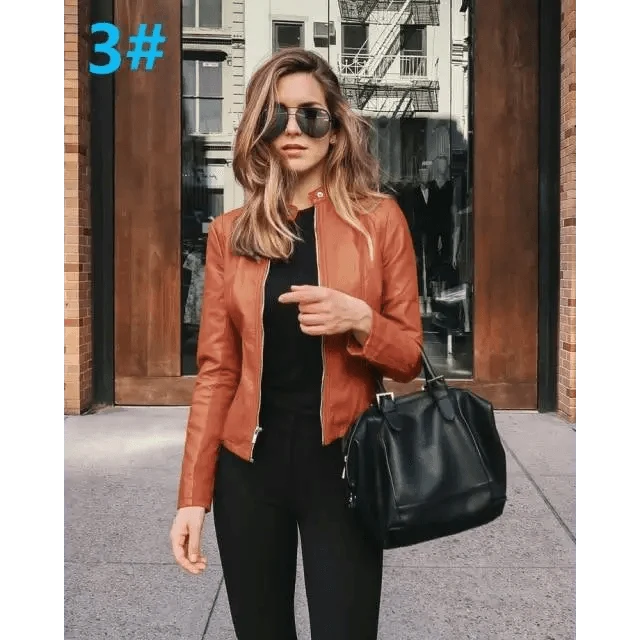 Women's PU Leather Long-Sleeve Jacket