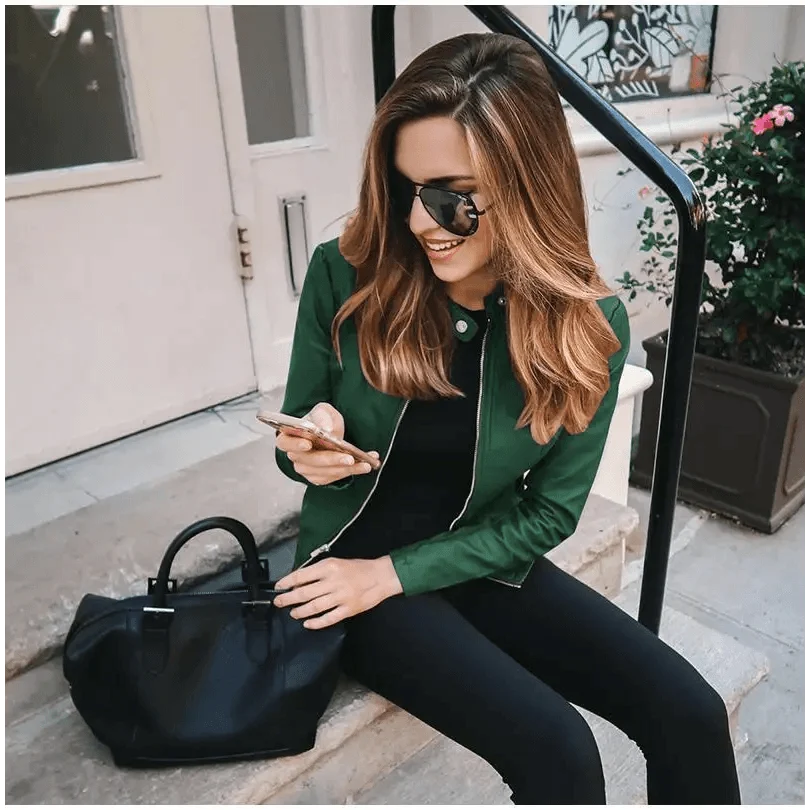 Women's PU Leather Long-Sleeve Jacket