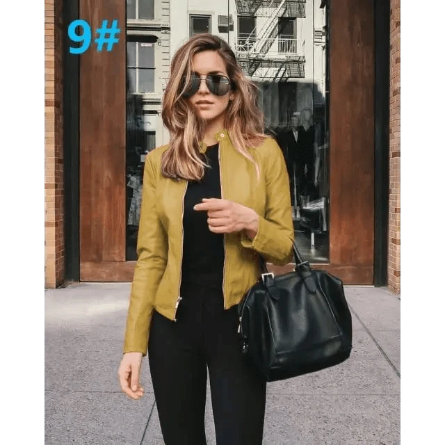 Women's PU Leather Long-Sleeve Jacket