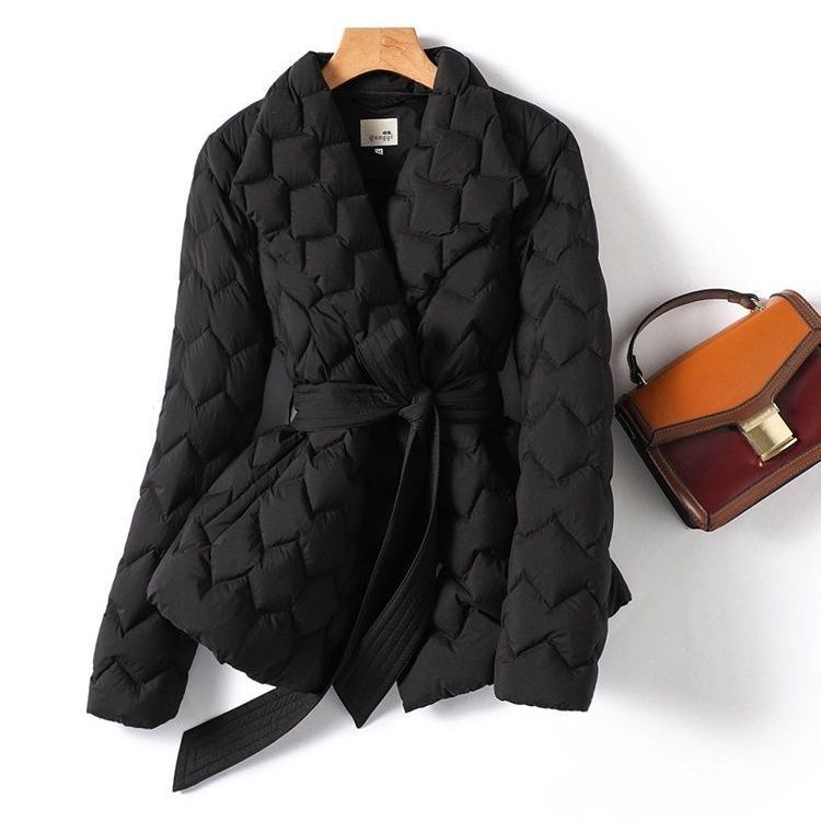 Winter Ripple-Stitching Belted Coat
