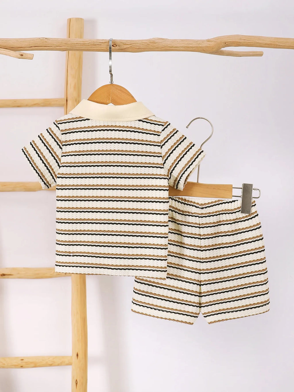 Children's Striped Short Sleeve Polo and Pants Set