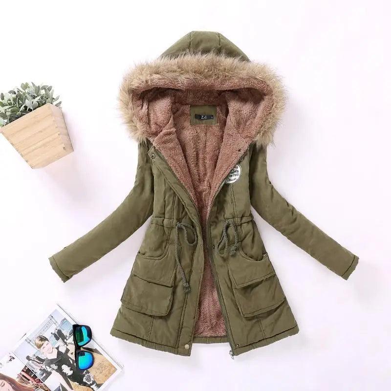 Women's Embroidered Padded Slim Hooded Coat