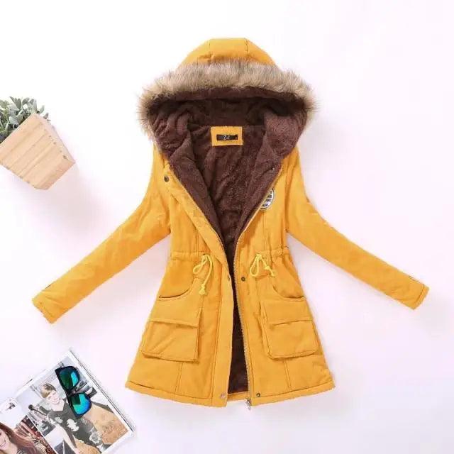 Women's Embroidered Padded Slim Hooded Coat