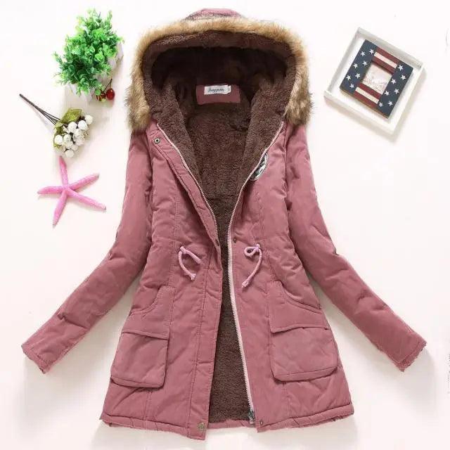 Women's Embroidered Padded Slim Hooded Coat