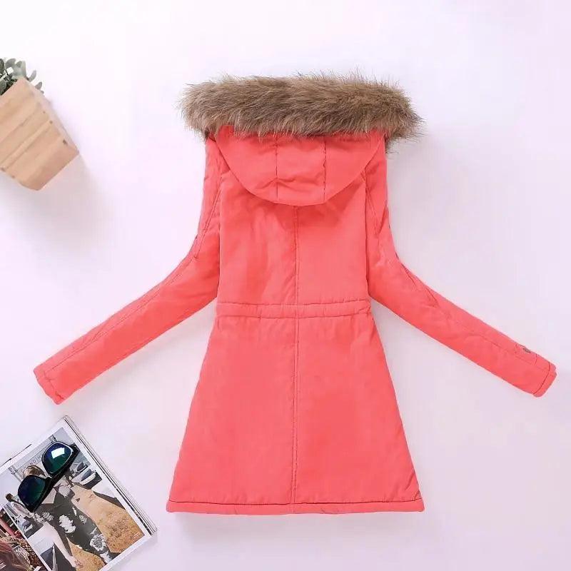 Women's Embroidered Padded Slim Hooded Coat
