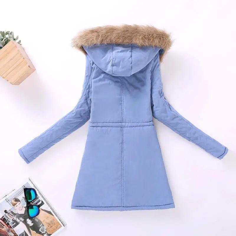 Women's Embroidered Padded Slim Hooded Coat