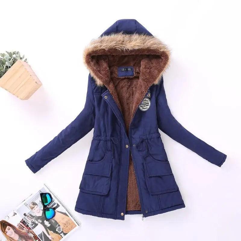 Women's Embroidered Padded Slim Hooded Coat