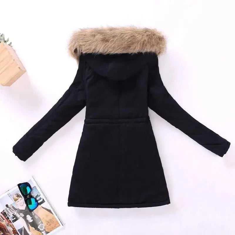 Women's Embroidered Padded Slim Hooded Coat