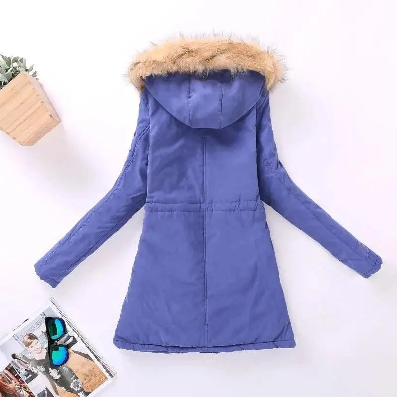 Women's Embroidered Padded Slim Hooded Coat
