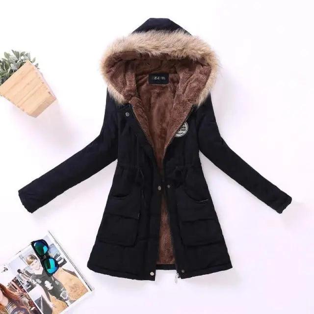 Women's Embroidered Padded Slim Hooded Coat