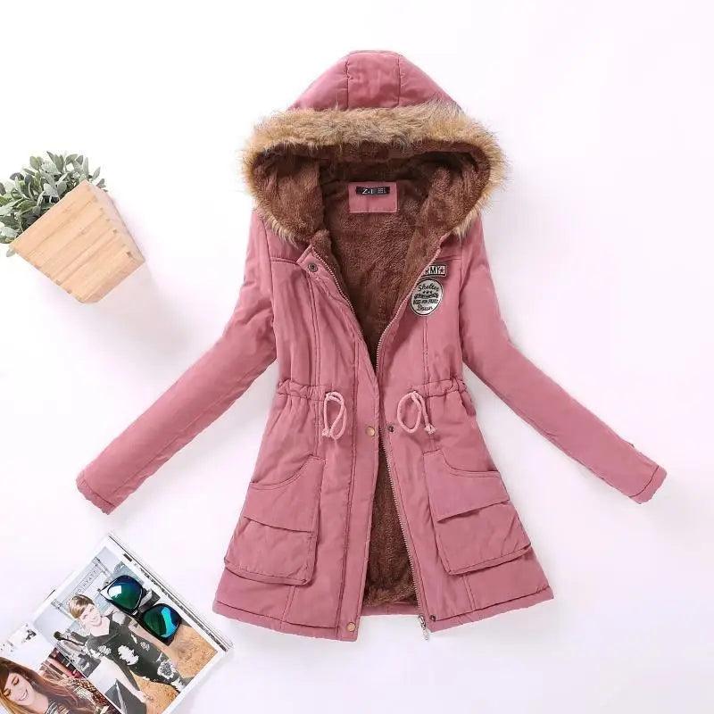 Women's Embroidered Padded Slim Hooded Coat