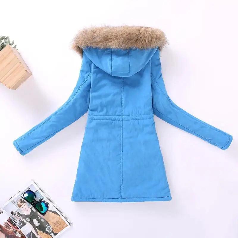 Women's Embroidered Padded Slim Hooded Coat