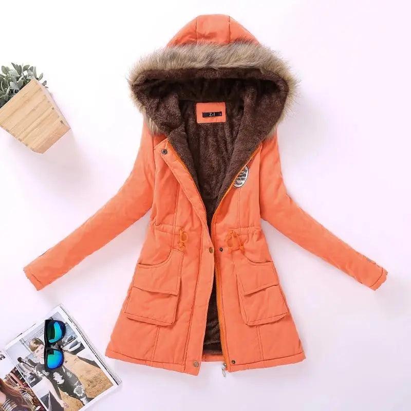 Women's Embroidered Padded Slim Hooded Coat
