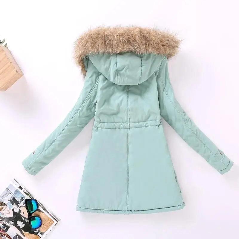 Women's Embroidered Padded Slim Hooded Coat
