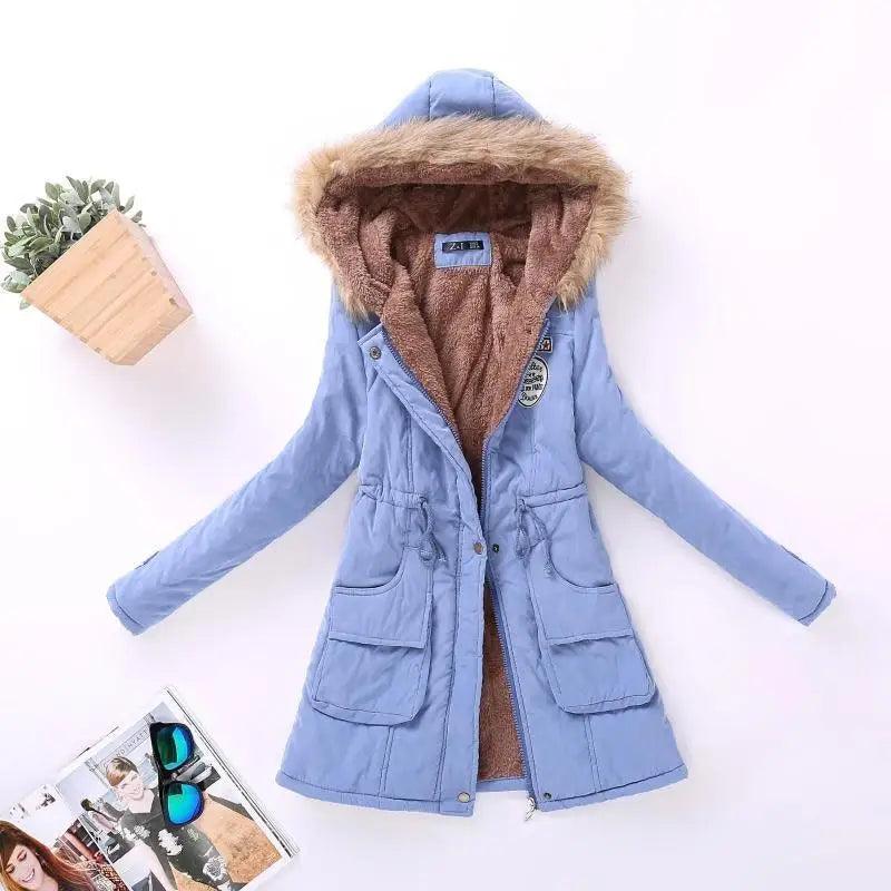 Women's Embroidered Padded Slim Hooded Coat