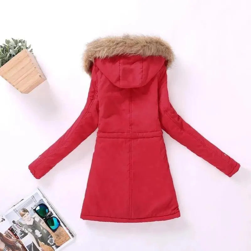 Women's Embroidered Padded Slim Hooded Coat