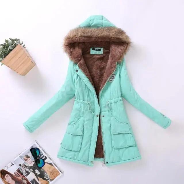 Women's Embroidered Padded Slim Hooded Coat