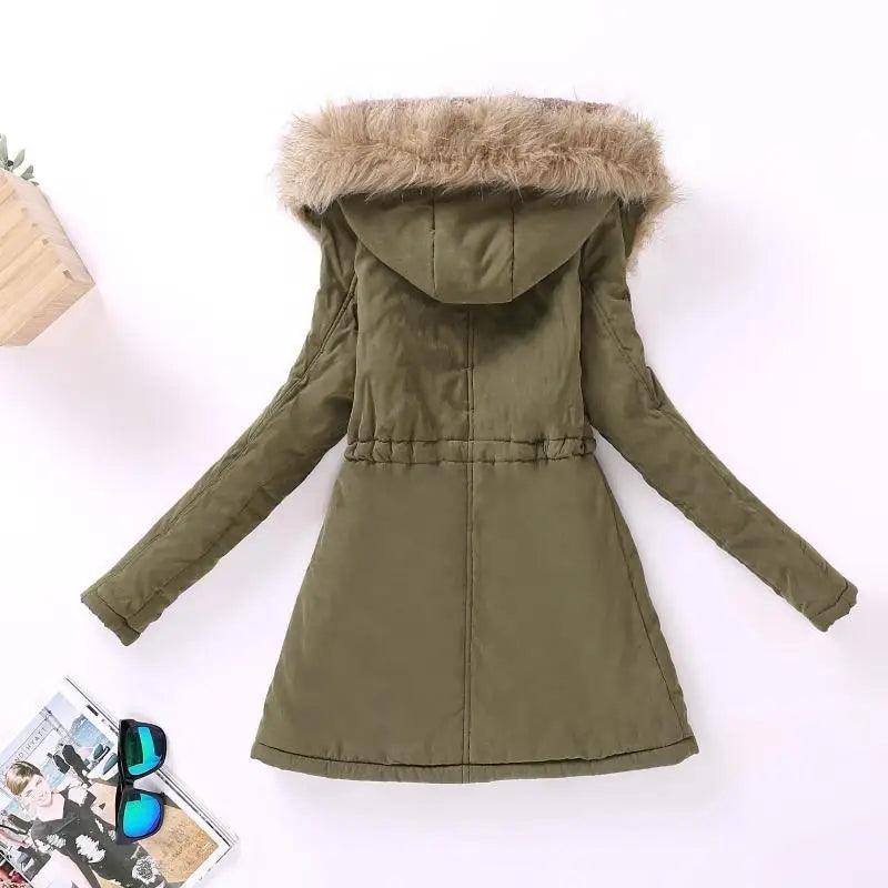 Women's Embroidered Padded Slim Hooded Coat