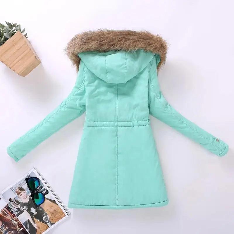 Women's Embroidered Padded Slim Hooded Coat