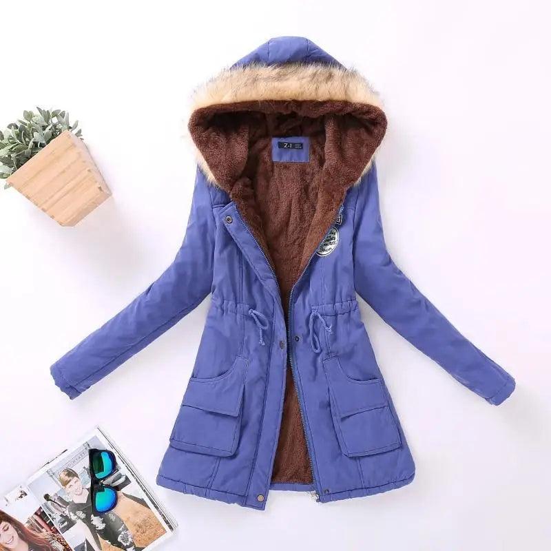 Women's Embroidered Padded Slim Hooded Coat
