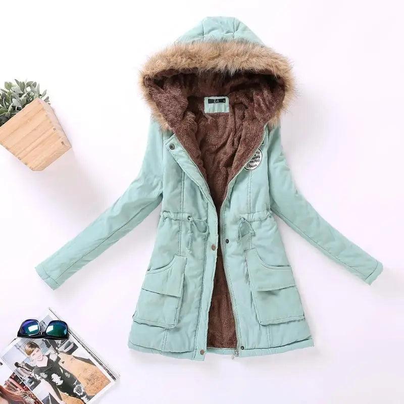 Women's Embroidered Padded Slim Hooded Coat