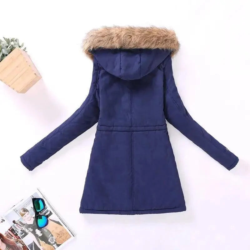 Women's Embroidered Padded Slim Hooded Coat