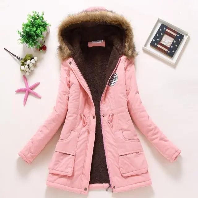 Women's Embroidered Padded Slim Hooded Coat
