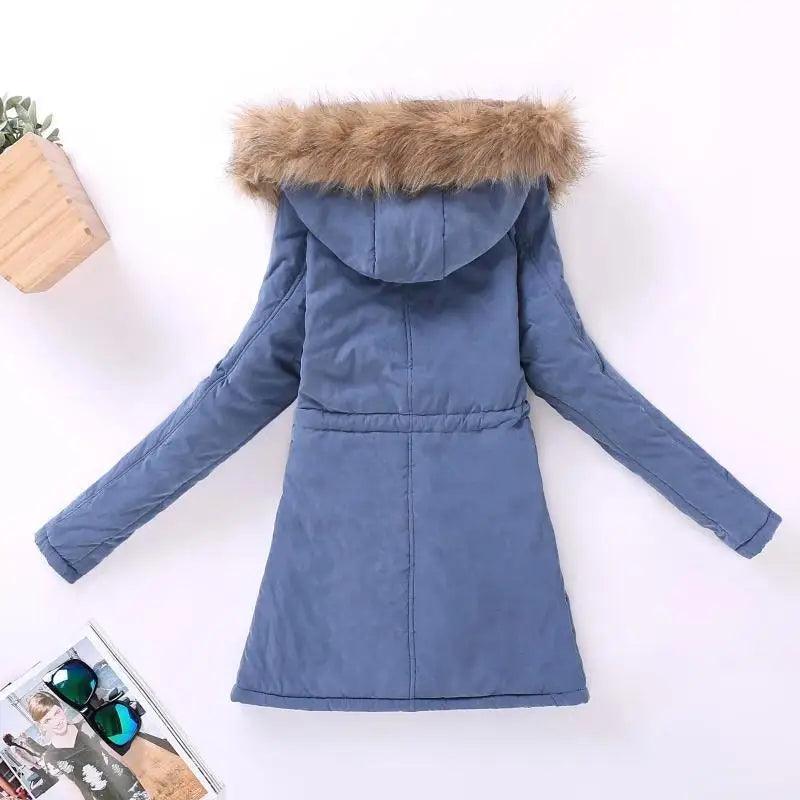 Women's Embroidered Padded Slim Hooded Coat