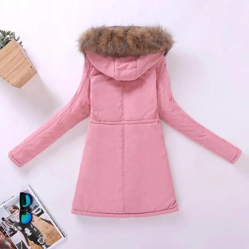 Women's Embroidered Padded Slim Hooded Coat