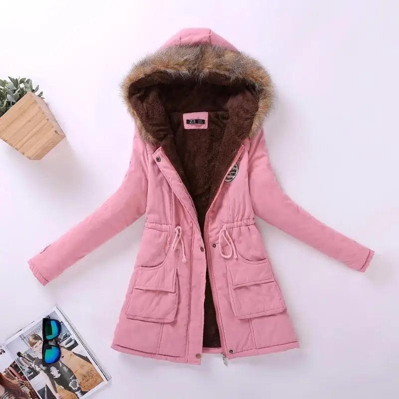 Women's Embroidered Padded Slim Hooded Coat